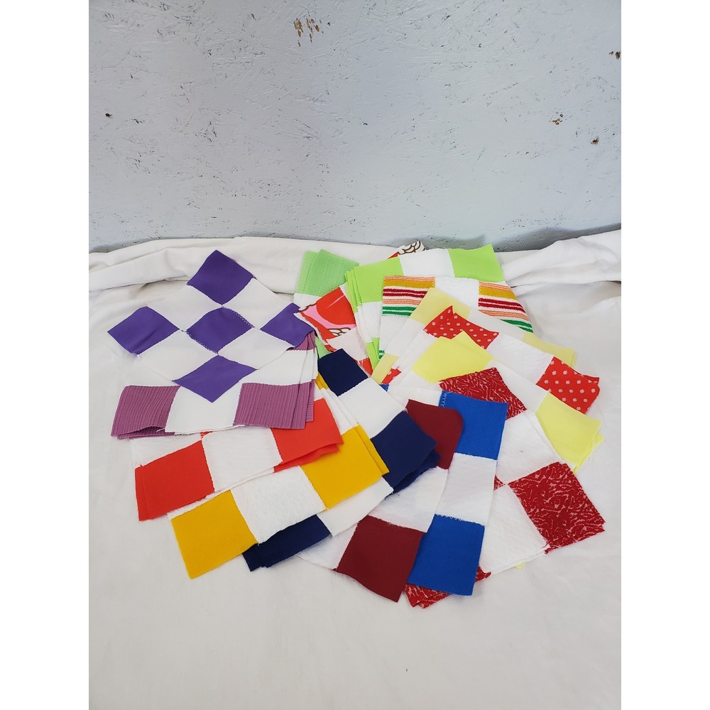 Vintage Handmade Quilt Squares Lot of 37 Nine Patch Multi Color 7.75 Inch Blocks